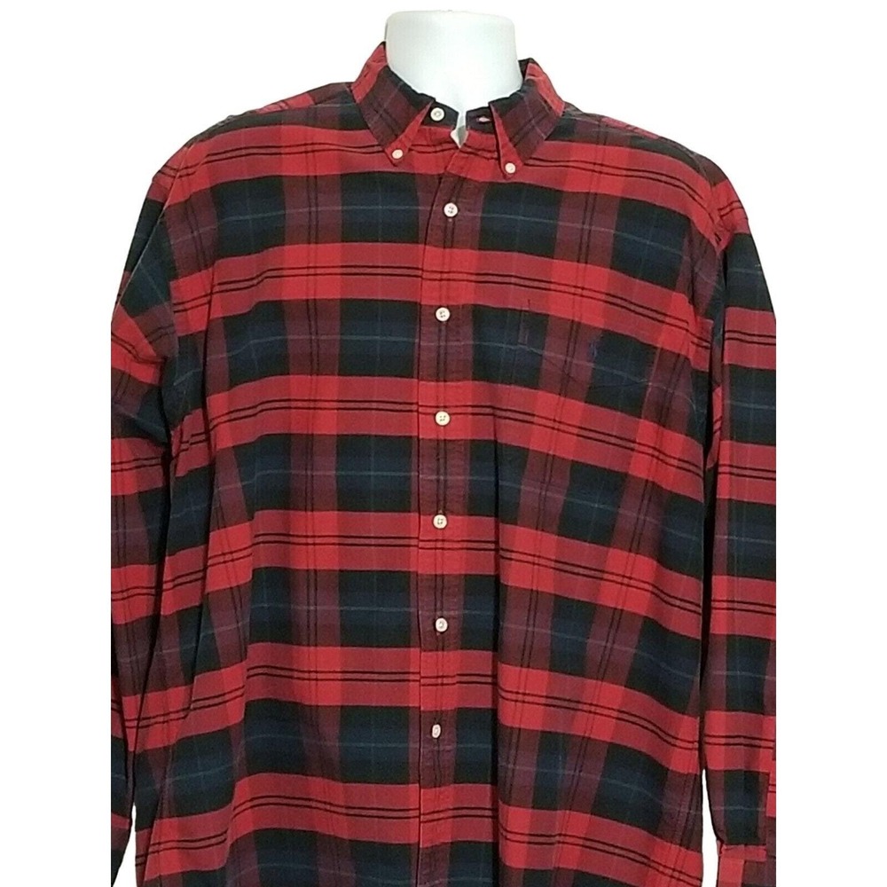Ralph Lauren The Big Shirt L Vintage 90s Y2K Button Down Plaid Red Pocket